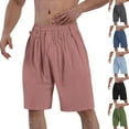 thumbnail image 1 of lcziwo Mens Lightweight Cotton Linen Shorts Summer Casual Drawstring Elastic Waist Beach Shorts Solid Color Straight Leg Short Pants Sales of The Day Clearance Dark Gray M, 1 of 7