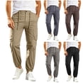 thumbnail image 1 of lcziwo Mens Pants Cotton Golf Work Pants with Multiple Pockets Beach Holiday Classic Fit Jogger Construction Pants Green L, 1 of 9