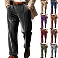 thumbnail image 1 of lcziwo Mens Regular Fit Dress Pants with Pockets Velvet Straight Leg Flat Front Formal Pants Solid Color Lightweight High-Waisted Slacks Blue XXL, 1 of 10