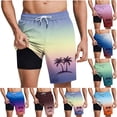 thumbnail image 1 of lcziwo Mens Short Swimsuit with Liner Pockets Drawstring Print Swim Trunks Summer Beach Board Short Swimsuit Red XL, 1 of 6