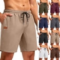 thumbnail image 1 of lcziwo Mens Shorts with Pockets Classic Fit Outdoor Trunks Beach Fishing Casual Solid Color Drawstring Dress Shorts Army Green XXXL, 1 of 9