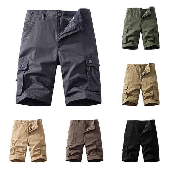 lcziwo Mens Solid Color Shorts Multiple Pockets Twill Big and Tall Casual Holiday Hiking Shorts Camping Fishing Work Shorts Army Green XXXXL