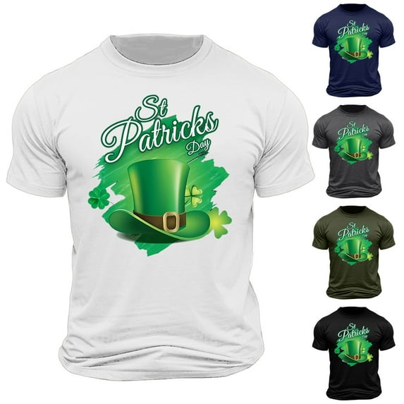 lcziwo Mens St Patricks Day Shirt Funny St Pattys Day Costume Tee Short Sleeve Graphic Tops 2025 Spring Summer Casual Round Neck Blouse Holiday Sales,Black,XL