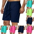 thumbnail image 1 of lcziwo Mens Summer Quick Dry Beach Shorts Casual Drawstring Elastic Waist Board Shorts Solid Color Swim Trunks with Pockets Vacation Outfits Prime Sales Green L, 1 of 4