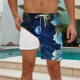 thumbnail image 1 of lcziwo Mens Swim Trunks Rash Guard Surfing Shorts Quick Dry Drawstring Elastic Waist Short Swimsuit Summer Beach Shorts Blue S, 1 of 5