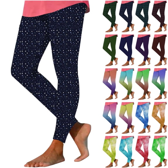 lcziwo My Orders Placed By Me, Womens 2025 Fashion Polka Dot Print Leggings Casual High Waisted Tummy Control Full Length Yoga Pants Sofy Stretch Workout Tight Leggings Green L