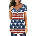 thumbnail image 1 of lcziwo Patriotic Graphic Tees for Women Short Sleeve V Neck Button Down Tops 4th of July Graphic Print T Shirt Casual Trendy Summer 2025 Tunic Shirts Light Blue,XXXL, 1 of 4
