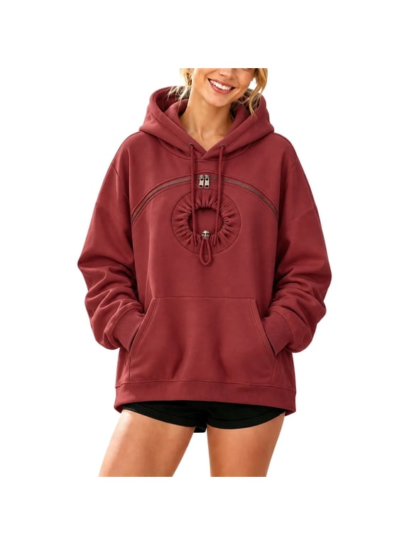 Pet Pouch Hoodies Women Hoodies Oversized Dog Cat Carrier Hooded Sweatshirt with Carrying Pockets 2026 Red,S
