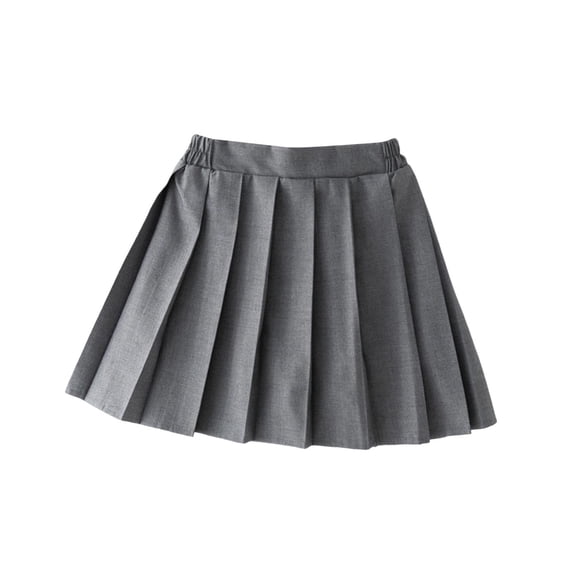 lcziwo Pleated Skirt Girls Elastic Waist School Uniform Skirts Chiffon Lightweight Casual Tennis Uniform Skorts Kids No Stretch Gray,5-6Years