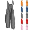 thumbnail image 1 of lcziwo Plus Size Linen Jumpsuits for Women 2025 Summer Baggy Overalls Solid Color Casual Spaghetti Strap Romper One Piece Wide Leg Jumper Pants Todays Daily Sales, 1 of 6