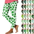 thumbnail image 1 of lcziwo St Patricks Day Leggings for Women Casual Stretchy High Waisted Yoga Pants Novelty Shamrock Print Running Leggings Full Length Tight Trousers Green L, 1 of 6