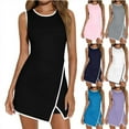 thumbnail image 1 of lcziwo Rompers for Women Sleeveless Athletic Tennis Dress Built in Shorts Summer Mini Short Jumpsuits Casual Workout Onesie Golf Skort Purple XXL, 1 of 9