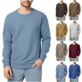 thumbnail image 1 of lcziwo Prime Sales Long Sleeve Shirts for Men Casual Waffle Knited Crewneck Sweatshirts Solid Color Slim Fit Pullover Blouse 2025 Going Out Tops, 1 of 9