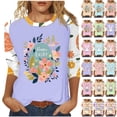 thumbnail image 1 of lcziwo Gifts for Mom Womens Easter Shirts Fashion 3D Bunny Rabbit Print Tshirts Loose Casual Round Neck 3/4 Sleeve Tops 2025 T-Shirt Vacation Outfits Pink L, 1 of 6
