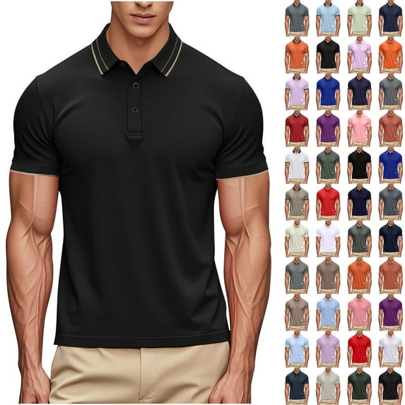 lcziwo Prime Today Women's and Men's Unisex Quick Dry Polos Shirt Outdoor Short Sleeve Work Golf Shirts Solid Color Basic Tees Tops School Uniform Light Blue S