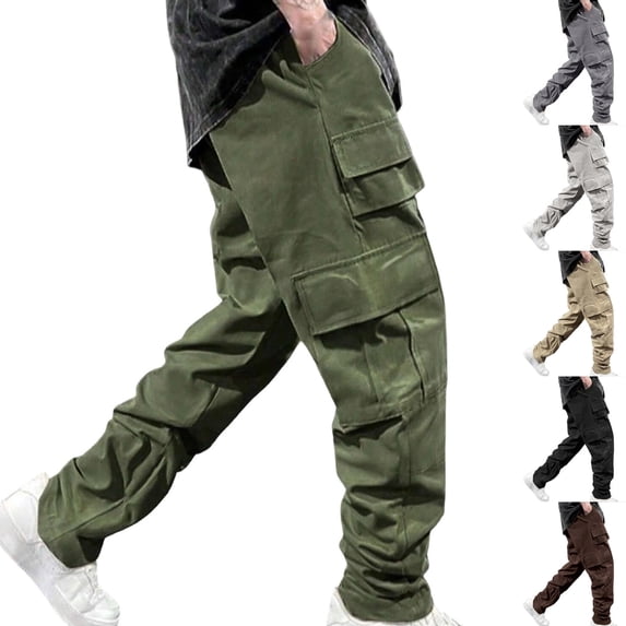 lcziwo Propper Pants Men with Multiple Pockets Construction Summer Sweatpants Holiday Camping Straight Leg Hiking Pants Gray XL