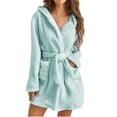 thumbnail image 1 of lcziwo Robes for Women,2023 Bath Robe Women's Hooded Fleece Bathrobes Soft Plush Sleepwear Fluffy Warm Sherpa Shaggy Bathrobe, 1 of 1