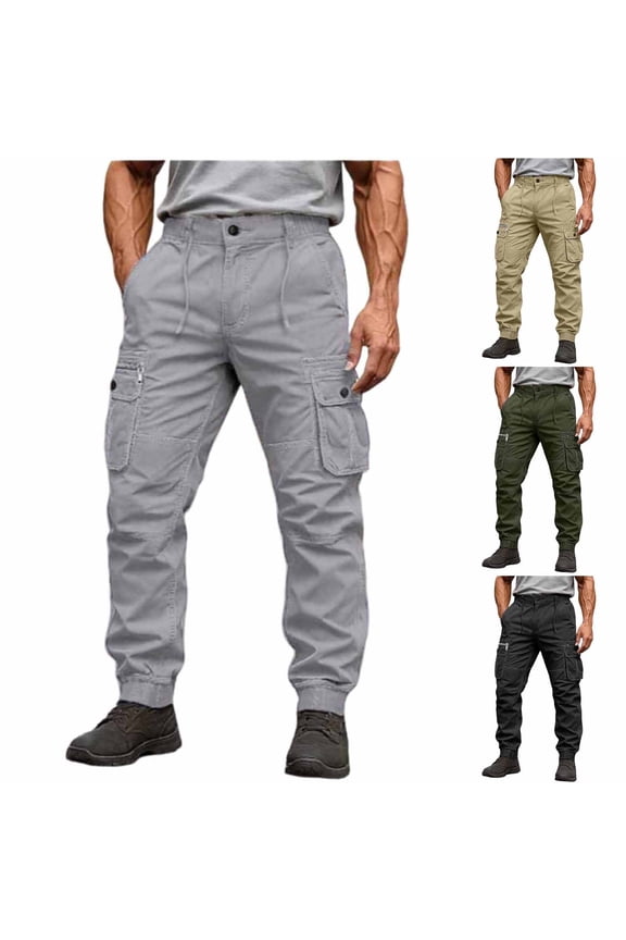 Running Pants for Men Multiple Pockets Work Tactical Jogger Construction Pants Outdoor Camping Relaxed Fit Drawstring Pants Army Green M