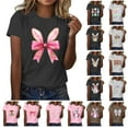 thumbnail image 1 of lcziwo Happy Easter Shirts for Women Novelty Graphic Tee Tops 2025 Summer Casual Round Neck Short Sleeve T-Shirt Vacation Outfits Gray M, 1 of 5