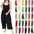 thumbnail image 1 of lcziwo Women's Baggy Linen Jumpsuits Casual Adjustable Straps Overalls Solid Color Sleeveless Summer Onesie Pants with Pockets Beach Outfits Army Green XXL, 1 of 7