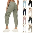 thumbnail image 1 of lcziwo Spring Savings, Women's Cargo Hiking Pants Quick Dry Lightweight Elastic Waist Button Pockets Joggers Travel Casual Athletic Sweatpants Beige S, 1 of 8