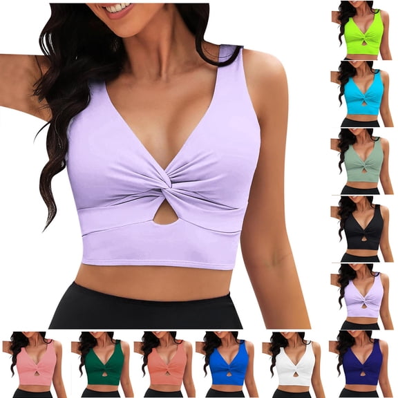 lcziwo 90% off Clearance Sale Bikini Tops for Women Cropped Tankini Top Solid No Underwire Bras Swimwear Summer Padded Knot Twist Bra Bathing Suit Vacation Outfits Mint Green XL