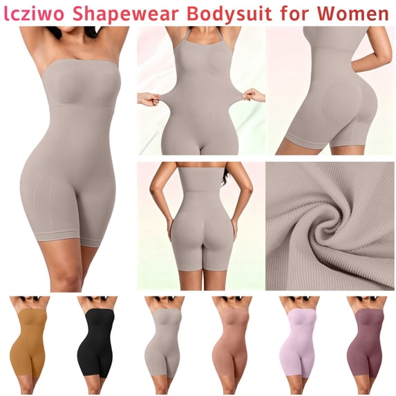 lcziwo Shapewear Bodysuit for Women Adjustable/Removable Straps Butt Lifter Shaping Body Suits Under Dresses Gray XL