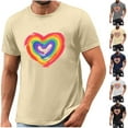 thumbnail image 1 of lcziwo Shirts for Men Funny Graphic Cotton Basic Tees Fashion Hearted Print Tshirts Casual Round Neck Short Sleeve Blouse Summer Going Out Tops Gray L, 1 of 5