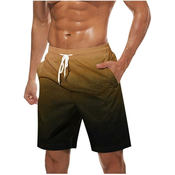 lcziwo Shorts for Hawaii Vacation Men Swim Trunks Stretchy Shorts Mesh Quick Dry Beach Shorts Elastic Waist Drawstring Shorts with Side Pockets Summer 2025 Brown,S