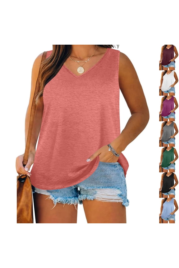Sleeveless Tank Top for Women Cotton Soft Plus Size Loose Undershirt Comfortable Summer Casual Holiday Cami Top Hot Pink XXXXXL