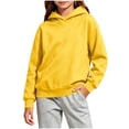 thumbnail image 1 of lcziwo Solid Color Hoodies for Girls Oversized Hooded Sweatshirts Basic Daliy Long Sleeve Hoodie Casual Soft Sweatshirts 2026 Yellow,3-4 Years, 1 of 10