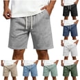 thumbnail image 1 of lcziwo Solid Color Shorts Men with Pockets Relaxed Fit Summer Hiking Shorts Big and Tall Travel Fishing Outdoor Drawstring Chino Short Gray XXL, 1 of 7