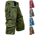 thumbnail image 1 of lcziwo Solid Color Shorts Men with Zip Pockets Denim Holiday Outdoor Trunks Beach Fishing Travel Work Shorts Coffee XXL, 1 of 8