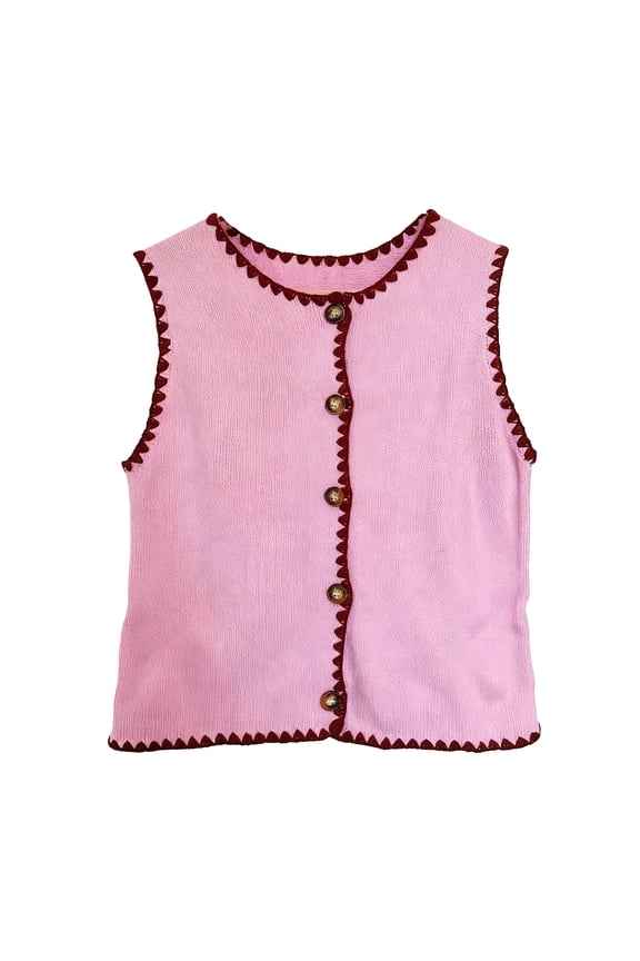 Solid Color Tank Tops for Women Button Down Sleeveless Round Neck Undershirt Comfortable Lightweight Camisole Pink L