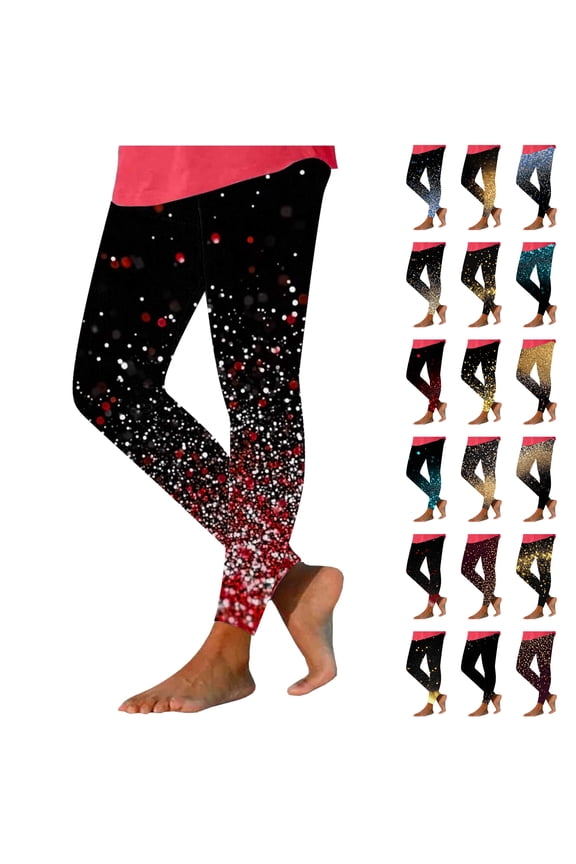 Sequin Leggings for Women Glitter Sparkle Tummy Control High Waisted Yoga Tights Stretchy Comfy Compression Workout Pants New Years Gifts Multicolor S