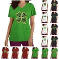 thumbnail image 1 of lcziwo St. Patrick's Day Womens Scrubs Tops Workwear Summer Casual V Neck Short Sleeve T Shirts Nursing Uniform Scrubs Shirts with Pockets Black XXL Lightning Sales, 1 of 7