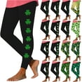 thumbnail image 1 of lcziwo St Patricks Day Leggings for Women Casual High Waisted Tummy Control Yoga Pants Fashion Shamrock Clover Print Stretchy Workout Leggings Green XL, Lighten Sales of The Day, 1 of 5