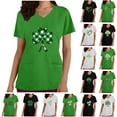 thumbnail image 1 of lcziwo St Patricks Day Scrub Tops for Women Fashion Shamrock Graphic Irish Shirts V Neck Short Sleeve Nursing Uniform Scrubs White XXL, 1 of 5