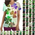 thumbnail image 1 of lcziwo St Patricks Day Scrub Tops for Women Fashion Letter Graphic Print Irish Shirts Short Sleeve V Neck Holiday Uniforms Medical Scrubs with Pockets Multicolor XXL Holiday Sales, 1 of 6