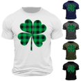 thumbnail image 1 of lcziwo St Patricks Day Shirts for Men Lucky Four Leaf Clover Graphic Tees Irish Trendy Short Sleeve Pullover Tops Crew Neck Regular Fit Fitness T Shirts Vacation Sale,Black,L, 1 of 6
