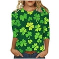 lcziwo St.Pattys Day Shirts Women 3/4 Length Sleeve Spring Green Tops