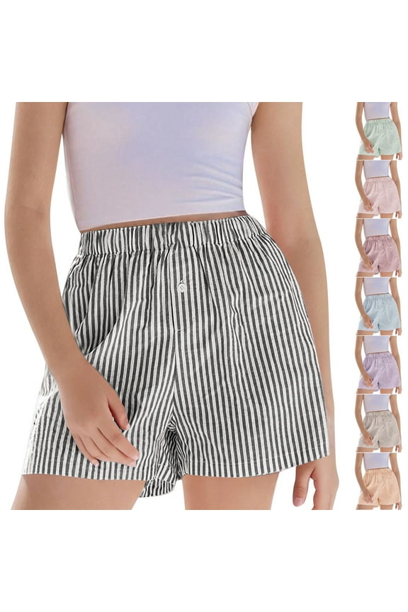 lcziwo Striped Shorts for Kids Elastic Waist Short Pants Toddler Boys Girls Casual Summer Shorts with Pockets Orange 7-8 Years
