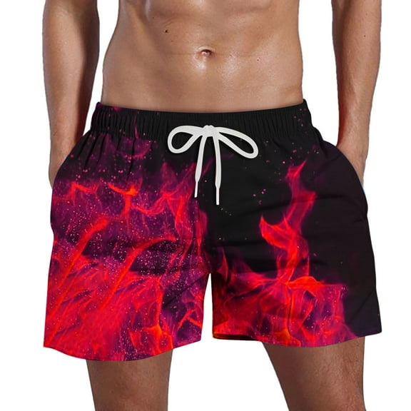 lcziwo Summer Shorts for Men Cargo Hawaiian Beach Shorts Elastic Waist Drawstring Shorts Lightweight Surf Shorts Casual 2025 Shorts with Pocket Red,XL