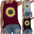 thumbnail image 1 of lcziwo Summer Tank Top for Women Floral Print Fashion Wide Strap Camisole Round Neck Loose Comfortable Undershirt Gray M, 1 of 4