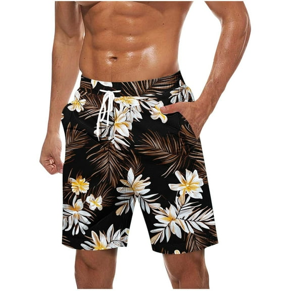 lcziwo Surfing Shorts for Men Print Vacation Beach Shorts Hawaiian Quick Dry Lightweight Shorts Drawstring Elastic Waist Shorts with Pockets 2025 Brown,XL