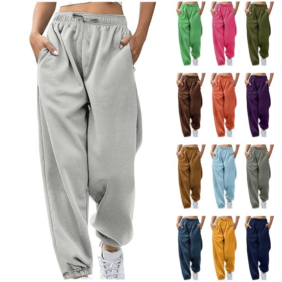 lcziwo Sweatpants for Women Drawstring Elastic Waisted Baggy Joggers Pant Casual Cinch Bottom Pockets Sweat Pants, Army Green XXL