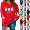 thumbnail image 1 of lcziwo Sweatshirts for Women Merry Christmas Sweater Casual Crewneck Long Sleeve Shirt Xmas Holiday Pullover Tops, Red, M, 1 of 7