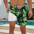 thumbnail image 1 of lcziwo Swim Trunks for Men Hawaiian Beach Shorts Pockets Drawstring Elastic Waist Loose Surfing Shorts Rash Guard Beach Shorts Green L, 1 of 5