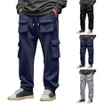 thumbnail image 1 of lcziwo Pants for Men Beach Classic Jogger Pants Golf Relaxed Fit Drawstring Hiking Pants Multiple Pockets Gray XL, 1 of 7