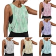 thumbnail image 1 of lcziwo Tank Tops for Women Print Wide Strap Lightweight Camisole Summer Casual Athletic Open Side Crop Undershirt Blue M, 1 of 9